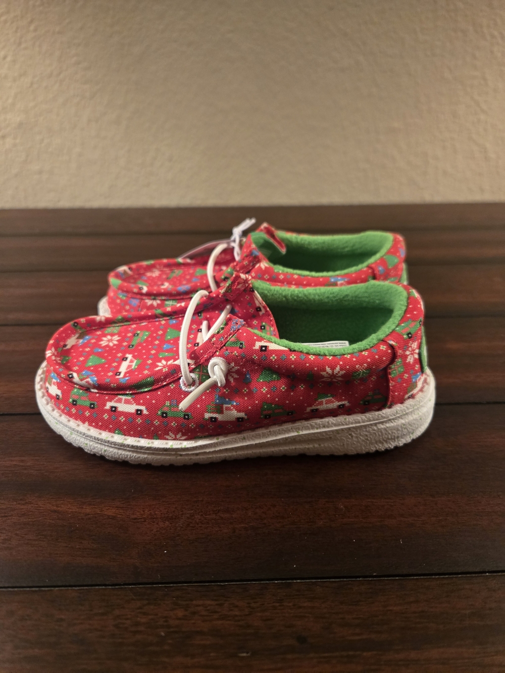 Hey Dude Wally Holiday Sweater Kids Slip-On Shoes